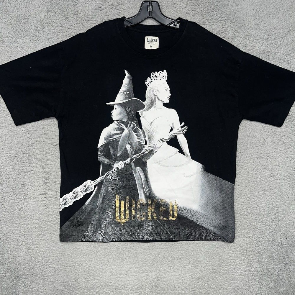 Primark Wicked for Good Movie T Shirt Men's Size M Black Elphaba Glinda Tee